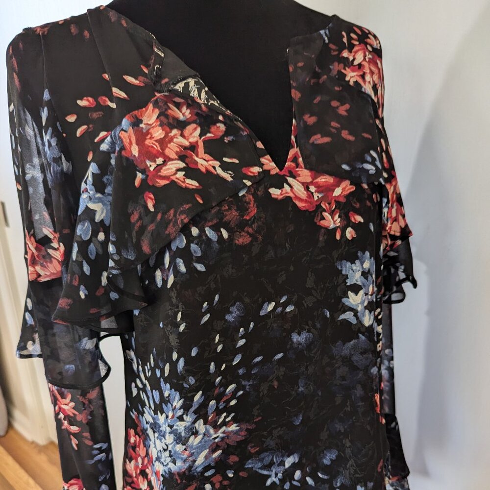 Vintage Sheer Floral Blouse - Size 0